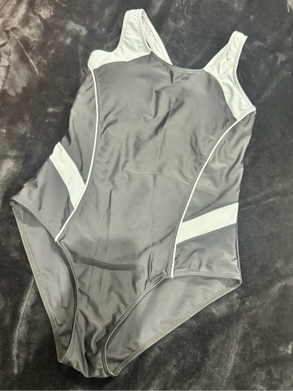 Classic Black and Light Gray Performance One-Piece Swimsuit